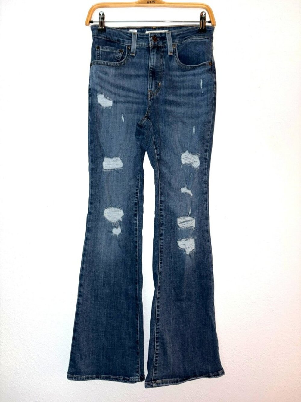 Levi's Distressed Medium Blue Flare Jeans